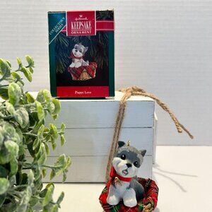 1992 Hallmark Keepsake Ornament “Puppy Love” 2nd in series Terrier